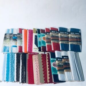 Vintage Notions Lot 26 Pc Rick Rack Maxi Piping Flexi Lace Hem Facing New Used